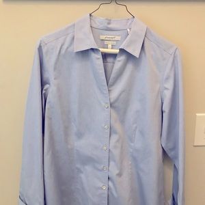 Chambray blue top with French cuffs